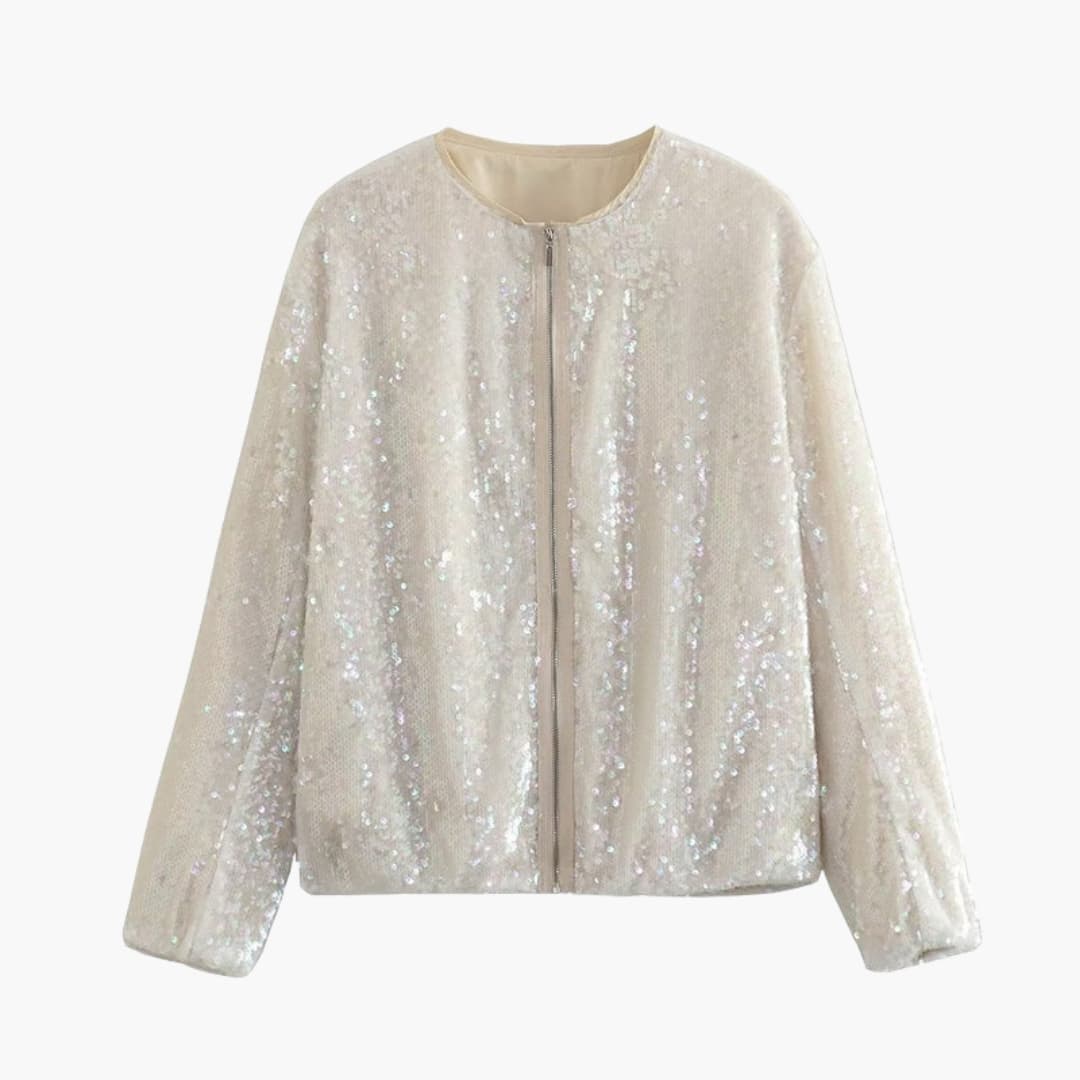 Glittering Women's Bomber Jacket with Classic Style