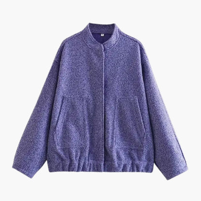 Women's Fashion Bomber Jacket with Concealed Buttons