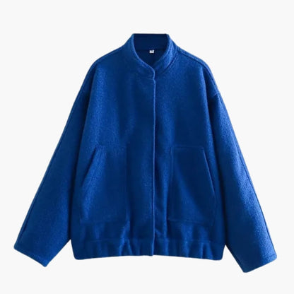 Women's Fashion Bomber Jacket with Concealed Buttons