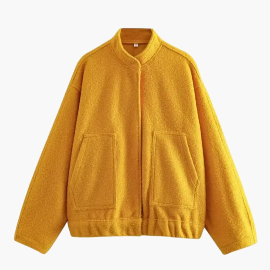 Women's Fashion Bomber Jacket with Concealed Buttons