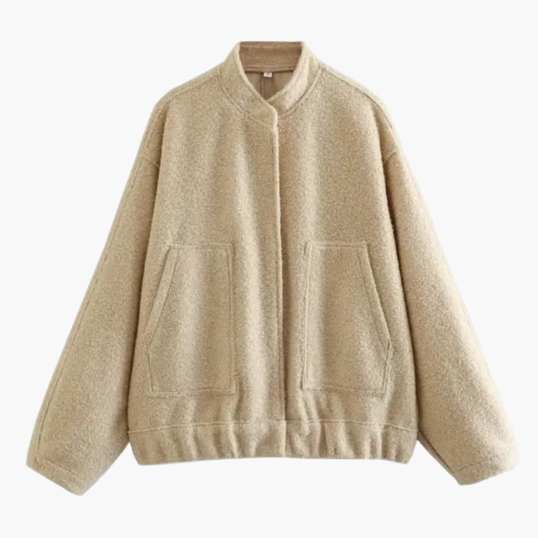 Women's Fashion Bomber Jacket with Concealed Buttons