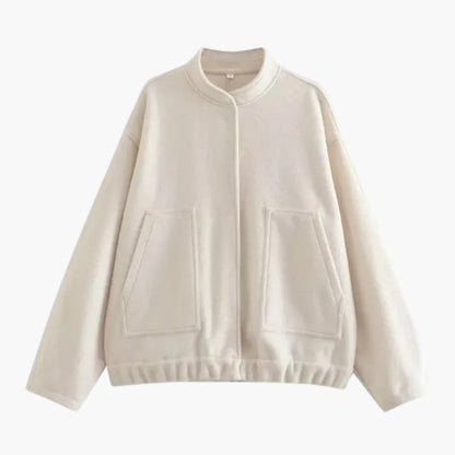Women's Fashion Bomber Jacket with Concealed Buttons