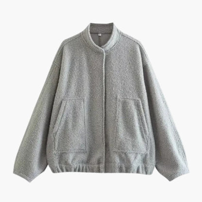 Women's Fashion Bomber Jacket with Concealed Buttons