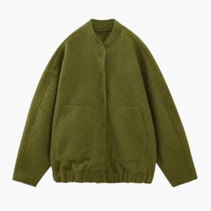 Women's Fashion Bomber Jacket with Concealed Buttons