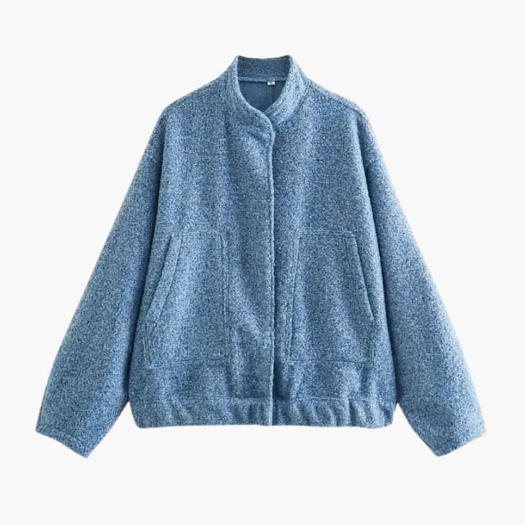 Women's Fashion Bomber Jacket with Concealed Buttons