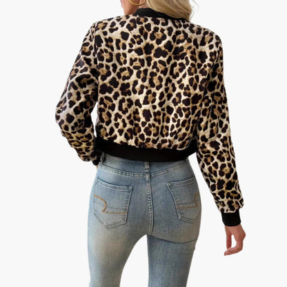 Ladies Leopard Print Jacket with Side Pockets