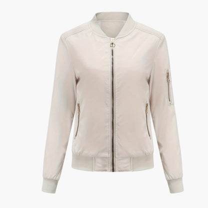 Ladies' Casual Zip Jacket with Sporty Collar Pocket - Olytrend