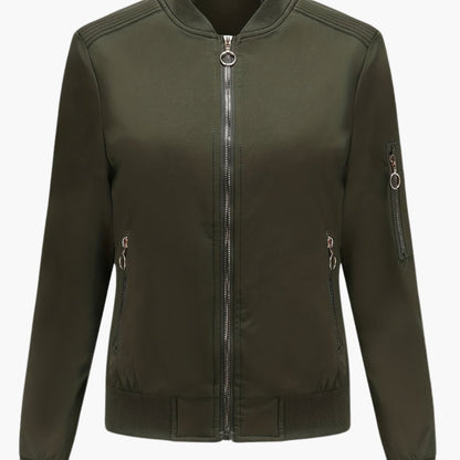 Ladies' Casual Zip Jacket with Sporty Collar Pocket