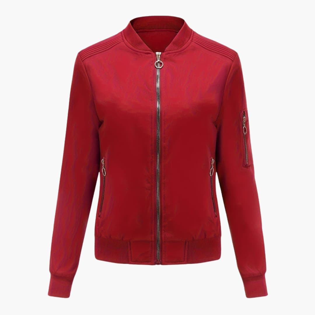 Ladies' Casual Zip Jacket with Sporty Collar Pocket