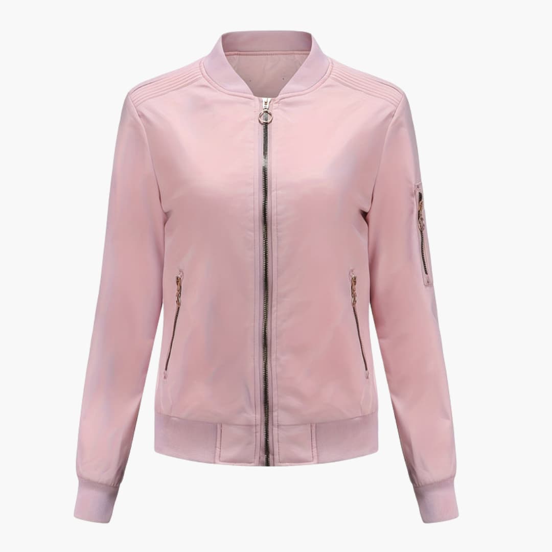 Ladies' Casual Zip Jacket with Sporty Collar Pocket