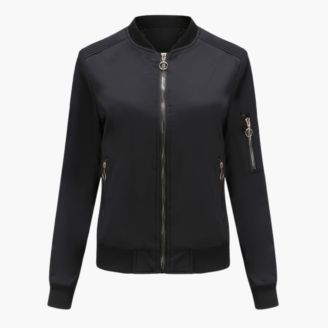 Ladies' Casual Zip Jacket with Sporty Collar Pocket
