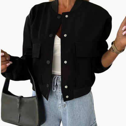 Ladies' Casual Zip Bomber Jacket with Pocket Details