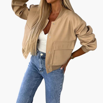 Ladies' Casual Zip Bomber Jacket with Pocket Details