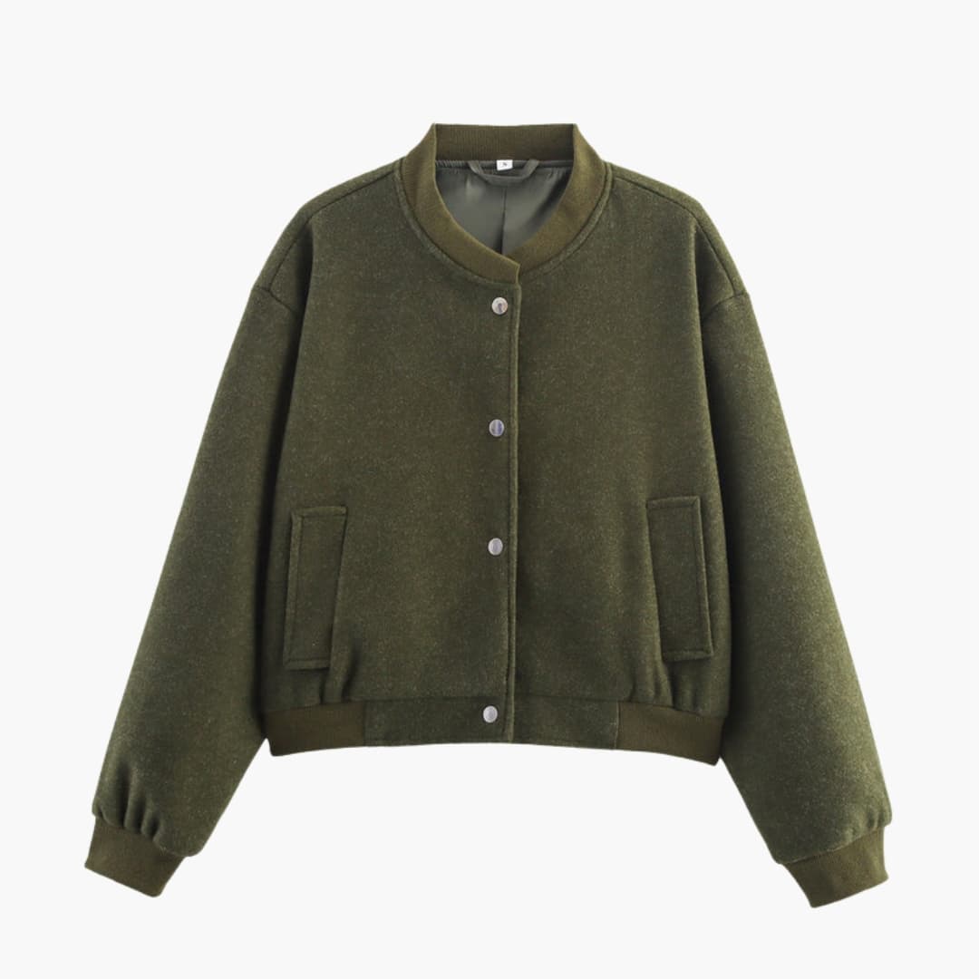 Ladies' Fit Bomber Jacket with Stretch Cuffs and Zip Pockets