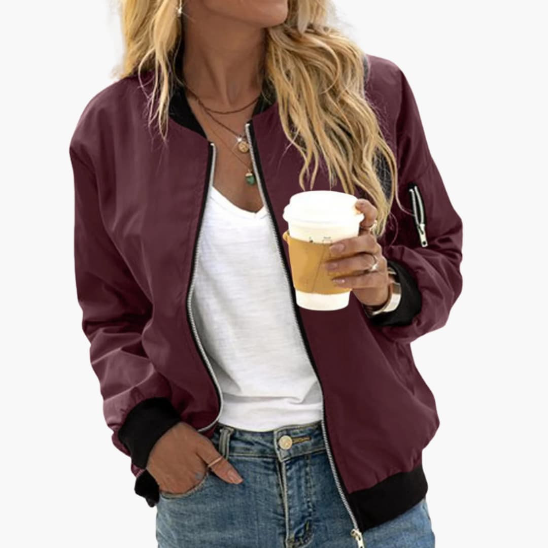 Ladies' Fit Bomber Jacket with Stretch Sleeves - Olytrend