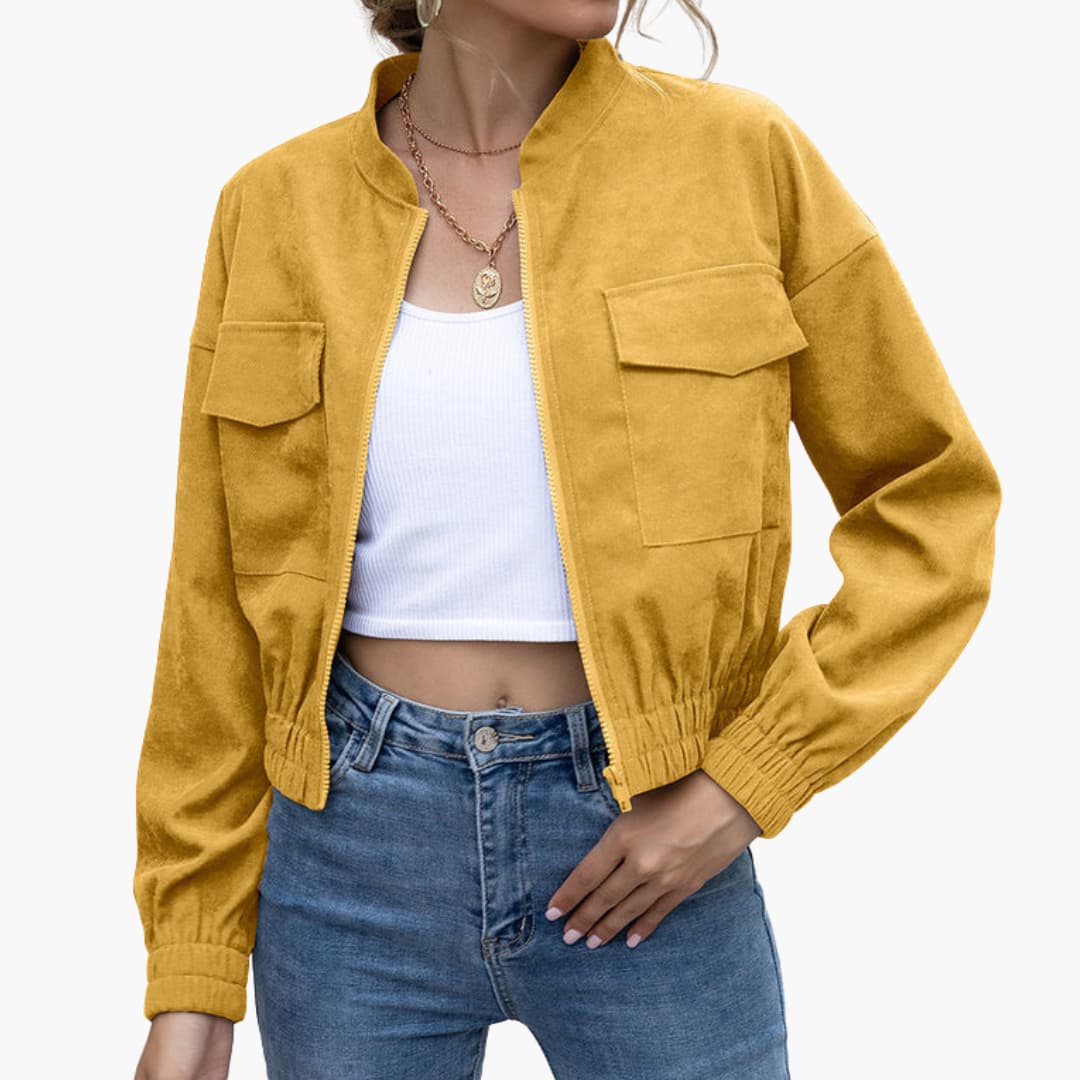 Ladies' Slim Fit Jacket with Stretch Waist and Pocket Details