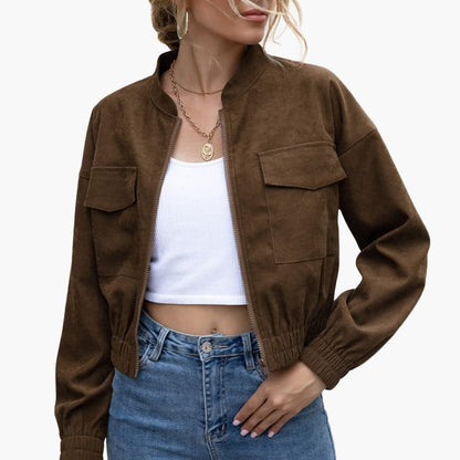 Ladies' Slim Fit Jacket with Stretch Waist and Pocket Details