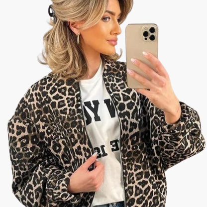 Women's Zip Up Bomber Jacket with Pockets - Olytrend