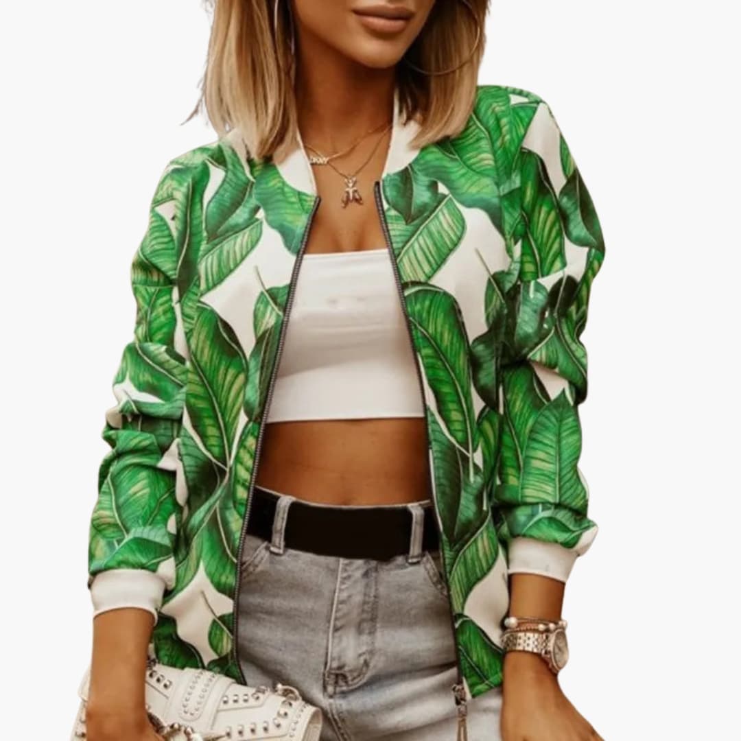 Ladies' Classic Zip Up Bomber Coat with Side Pockets