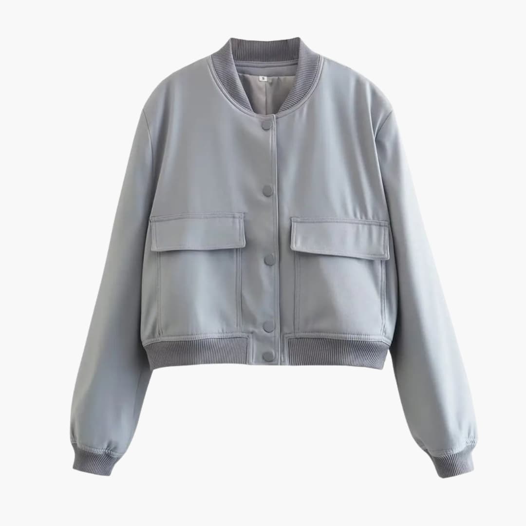 Ladies Short Bomber Jacket with Fitted Style - Olytrend