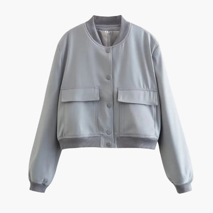 Ladies Short Bomber Jacket with Fitted Style - Olytrend