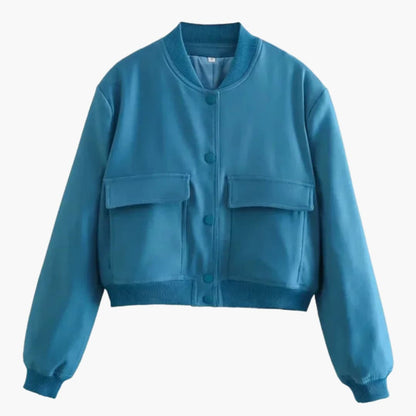 Ladies Short Bomber Jacket with Fitted Style