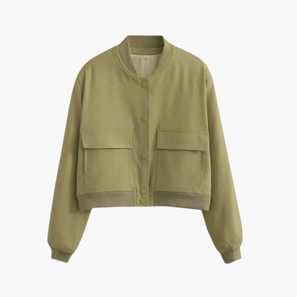 Ladies Short Bomber Jacket with Fitted Style