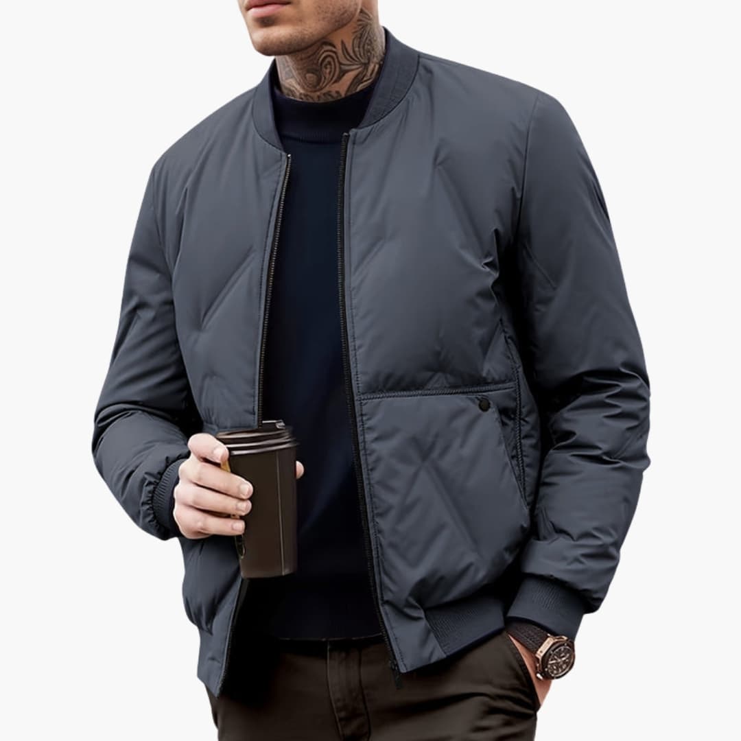 Ladies Patterned Zip Up Bomber Jacket
