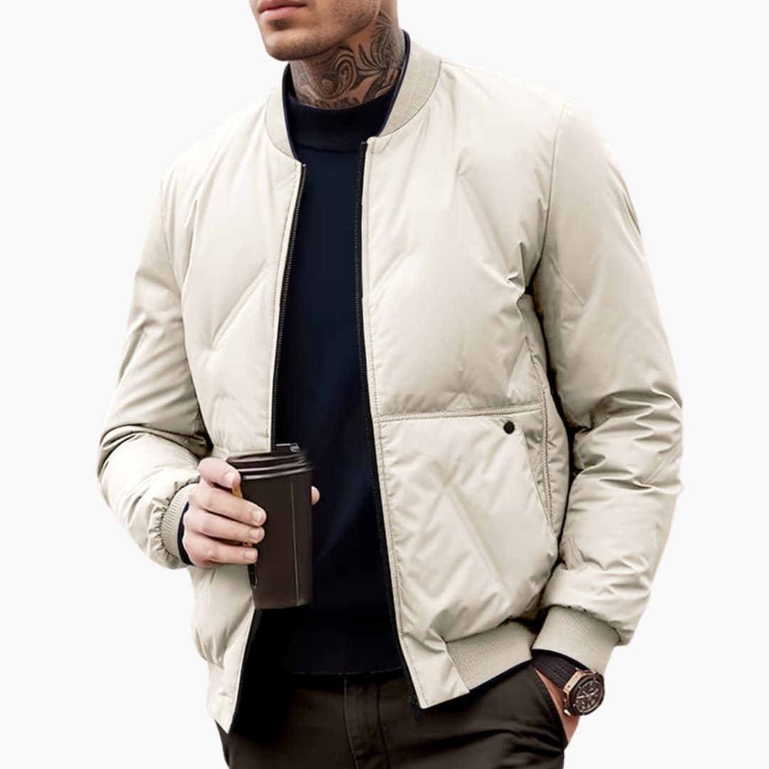 Ladies Patterned Zip Up Bomber Jacket - Olytrend