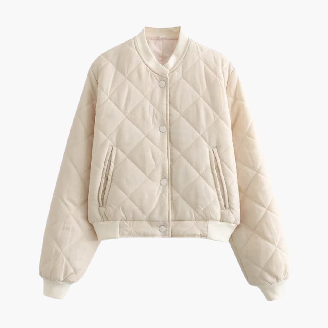 Ladies' Padded Bomber Jacket with Stretch Waist - Olytrend