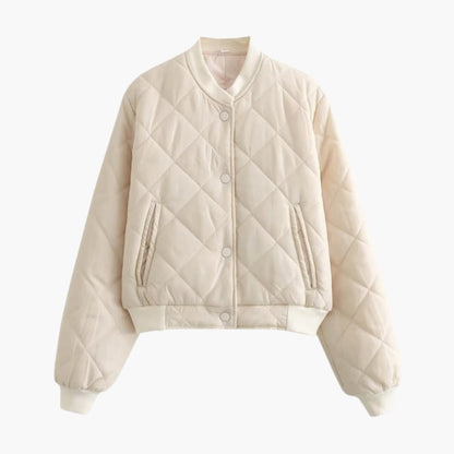 Ladies' Padded Bomber Jacket with Stretch Waist - Olytrend