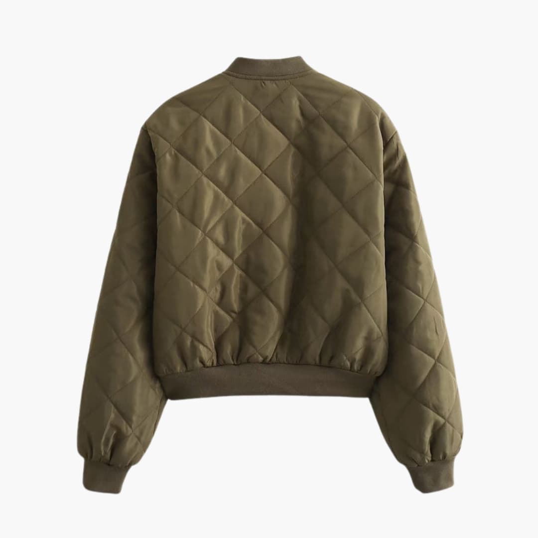 Ladies' Padded Bomber Jacket with Stretch Waist
