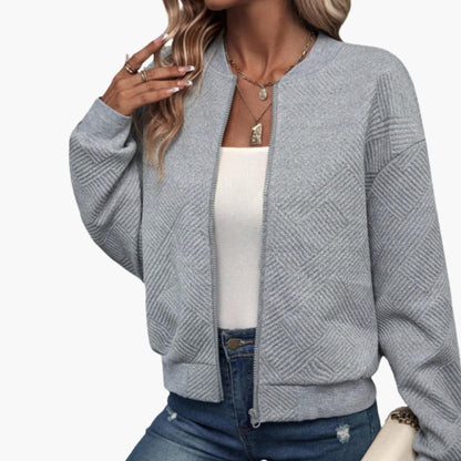 Ladies' Zip Up Ribbed Bomber Jacket