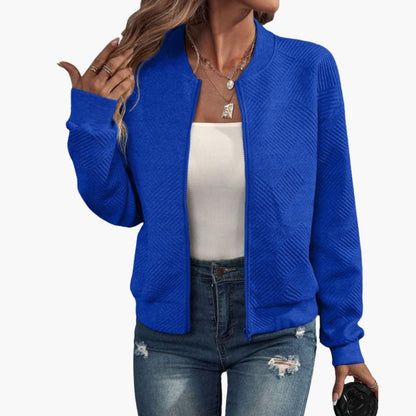 Ladies' Zip Up Ribbed Bomber Jacket