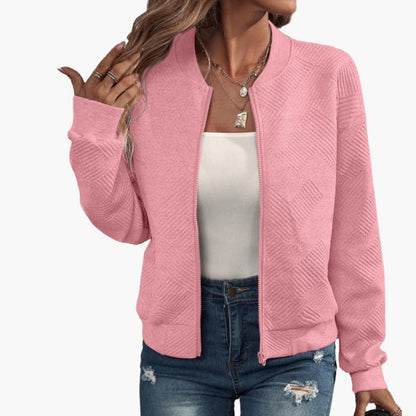 Ladies' Zip Up Ribbed Bomber Jacket