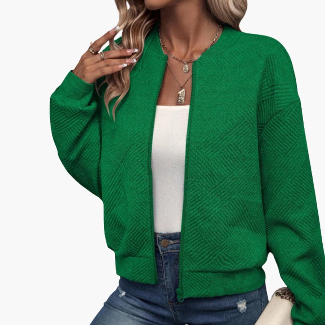 Ladies' Zip Up Ribbed Bomber Jacket