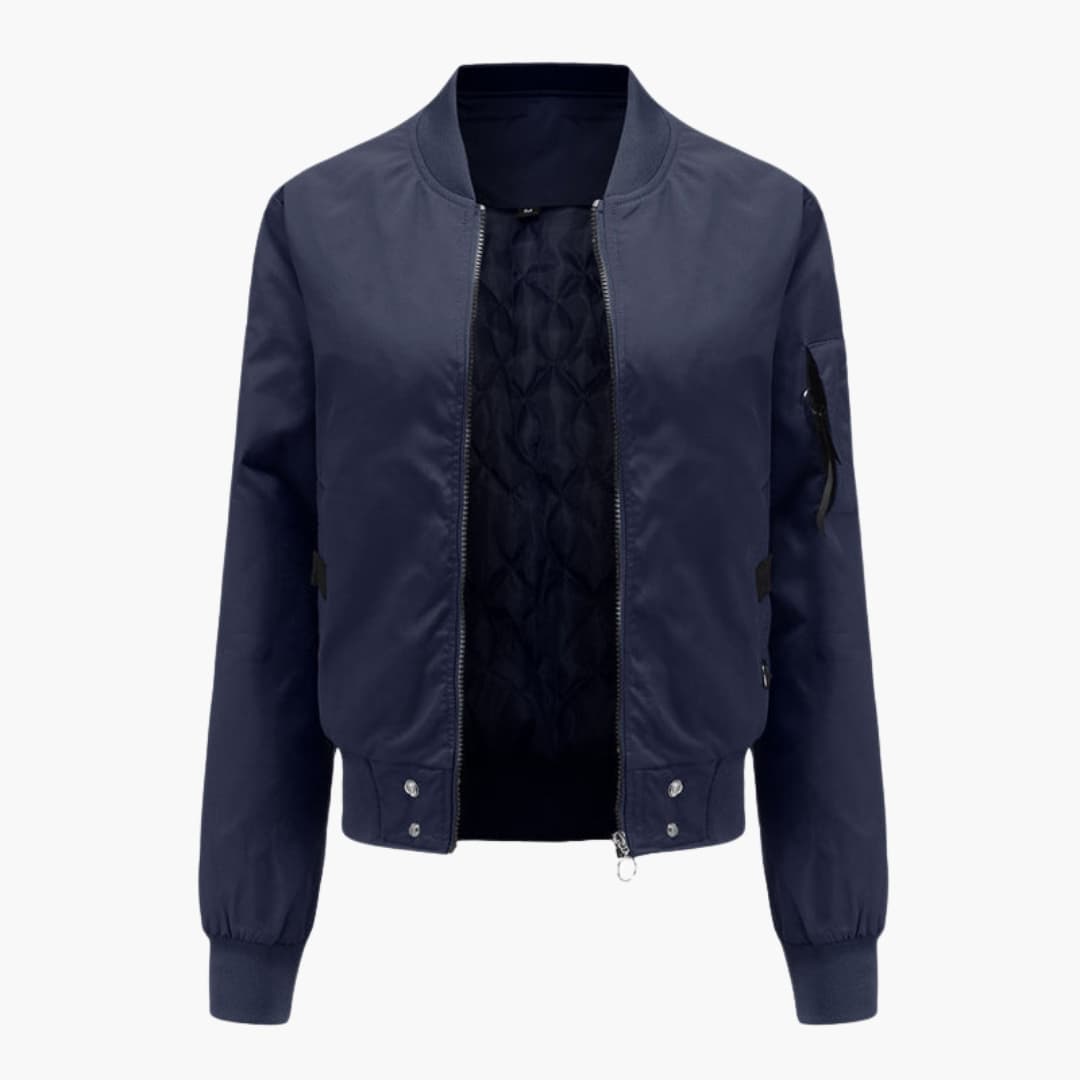 Ladies' Fashion Bomber Jacket with Side Pockets