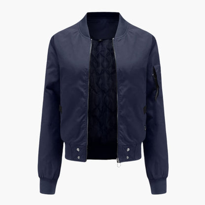 Ladies' Fashion Bomber Jacket with Side Pockets