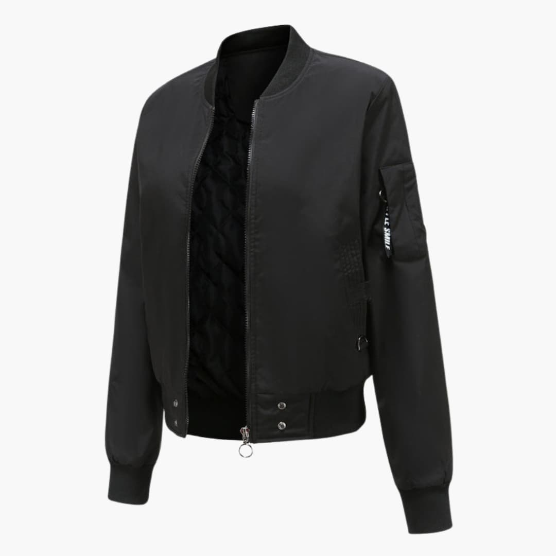 Ladies' Fashion Bomber Jacket with Side Pockets