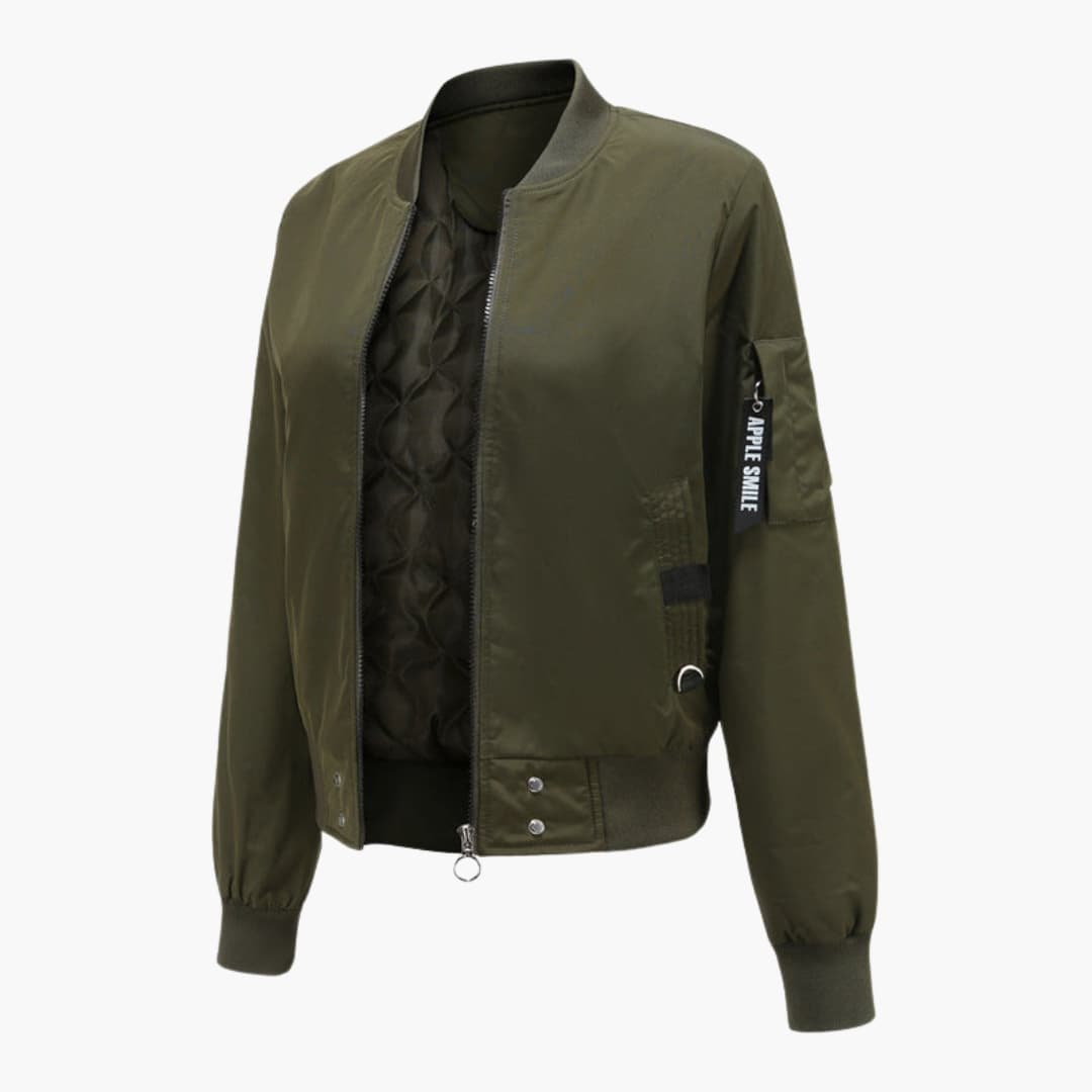 Ladies' Fashion Bomber Jacket with Side Pockets