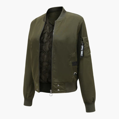 Ladies' Fashion Bomber Jacket with Side Pockets