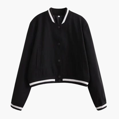 Ladies' Zip Bomber Jacket with Pockets and Buttons