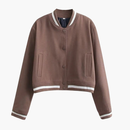 Ladies' Zip Bomber Jacket with Pockets and Buttons