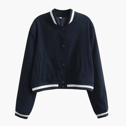 Ladies' Zip Bomber Jacket with Pockets and Buttons