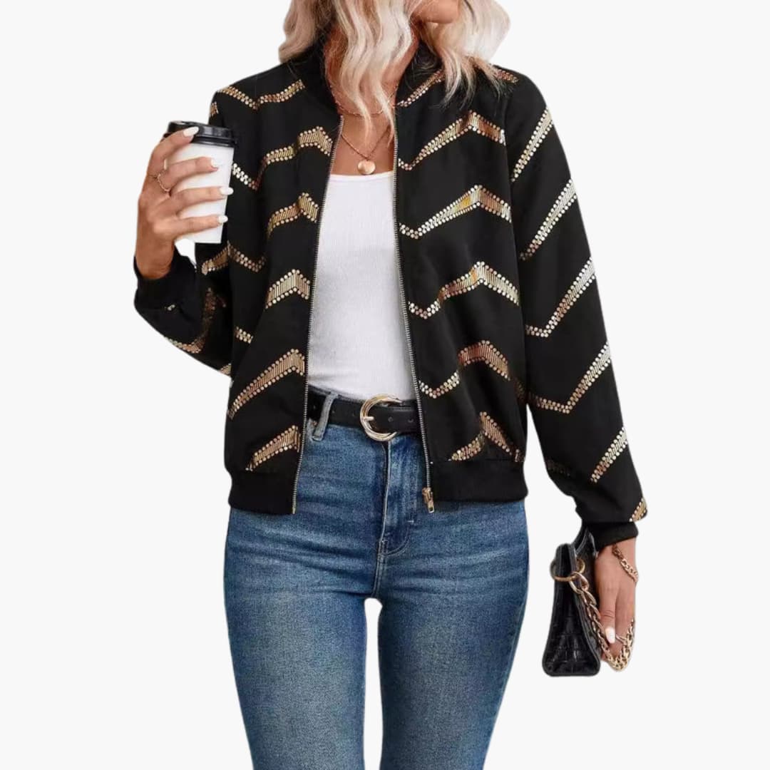 Ladies' Fashion Zip Jacket with Pocket Detail - Olytrend