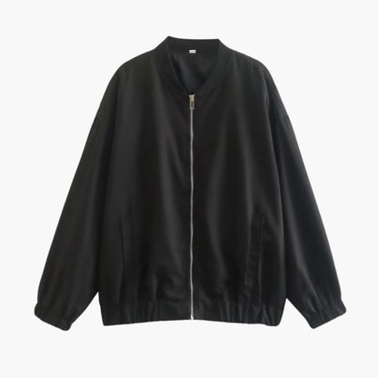 Ladies' Zip Up Bomber Jacket with Elastic Cuff Pockets