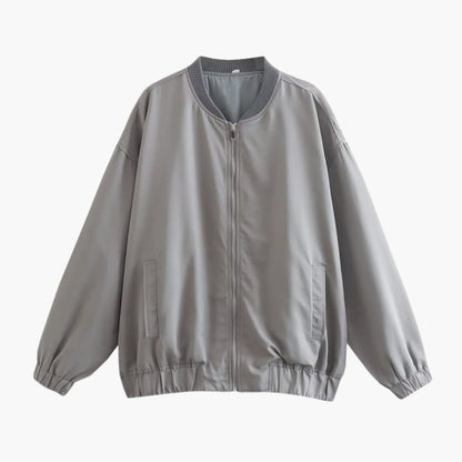 Ladies' Zip Up Bomber Jacket with Elastic Cuff Pockets - Olytrend