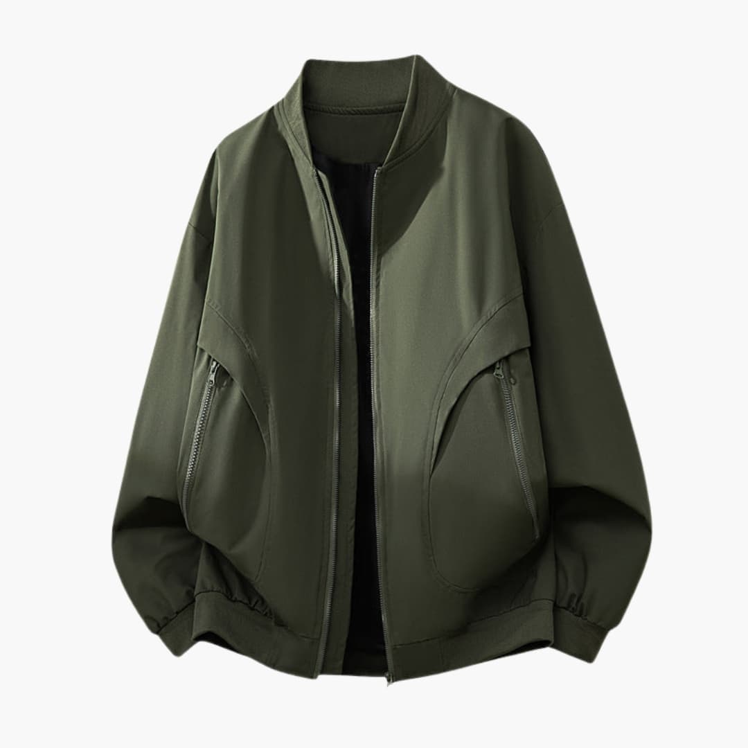 Ladies' Zipper Pocket Bomber Coat - Olytrend