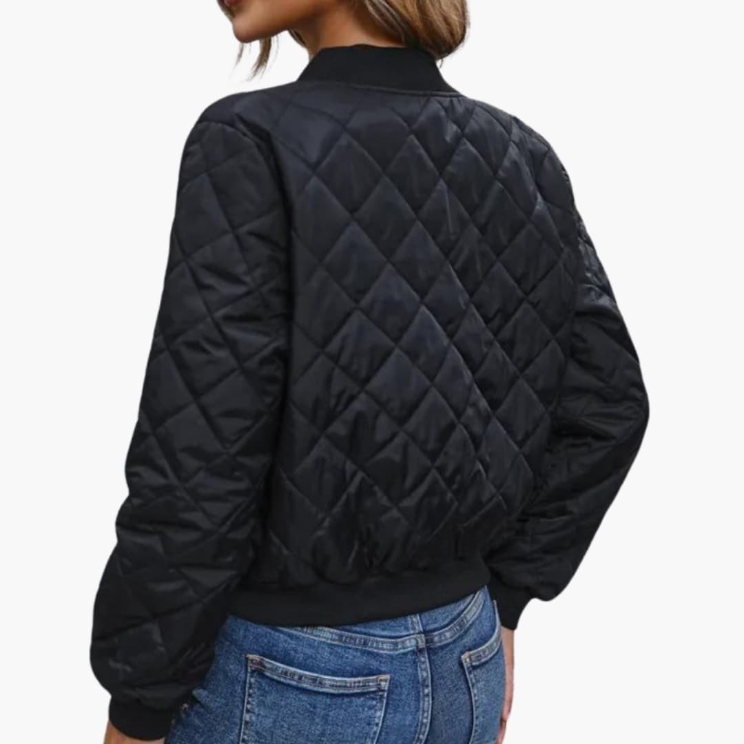 Ladies' Zip Up Bomber Jacket with Ribbed Cuffs