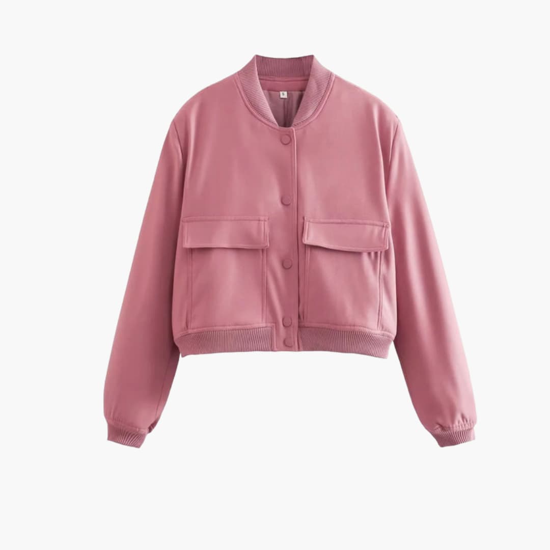 Ladies' Zip Up Bomber Jacket with Stretch Cuffs